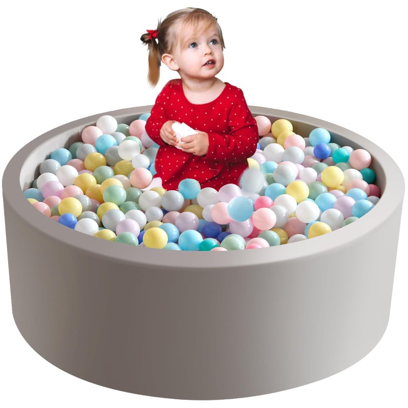 Aunekiv 35.4"" x 11.8"" Foam Ball Pit for Toddlers  Baby Round Balls Pool for Babies 1-3  Kids Play Ball Pits Ideal Gift for Boys and Girls  Balls Not Included  Grey - Image 1